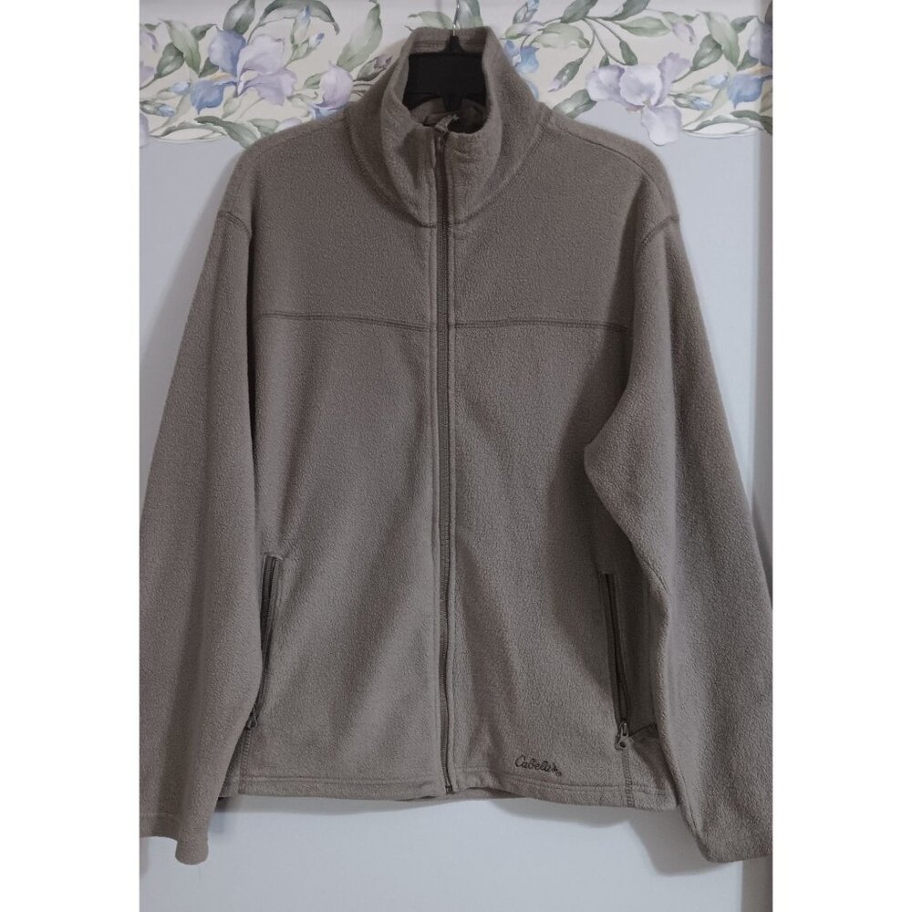 Cabela's Green Fleece Medium Outdoor Camping Casual Fishing Travel Zip Jacket